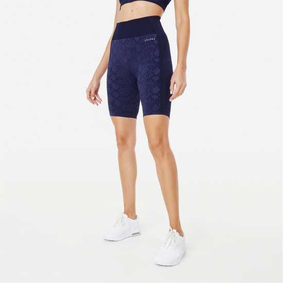 Sale Usa Pro Seamless Longline Cycling Shorts Морска синьо Дамски клинове за фитнес