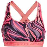 Under Armour Mid Print Pink Спортни сутиени