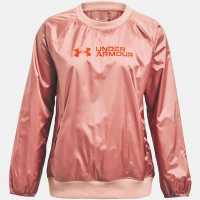 Under Armour Recover Woven Shine Crew Sweater Pink/Orange Дамски суичъри и блузи с качулки