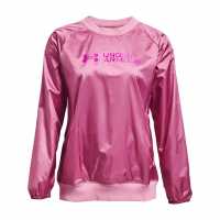 Under Armour Recover Woven Shine Crew Sweater Pink Дамски суичъри и блузи с качулки