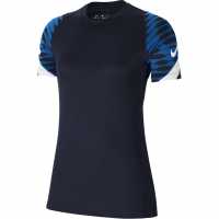 Дамска Блуза Къси Ръкави Nike Strike Short Sleeve T Shirt Ladies Obs/Blu/Wht Дамски тениски с яка