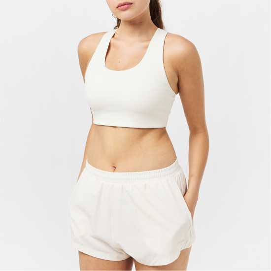 Usa Pro Pro Medium Impact Cross Back Bra Womens Крем Спортни сутиени