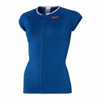 Speedo Cap Sleeve Sun Top Womens Синьо/Оранжево Дамски горнища с цип