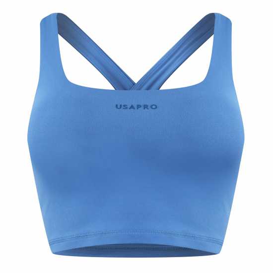 Usa Pro Pro Square Neck Bra Womens Бижу Син Спортни сутиени