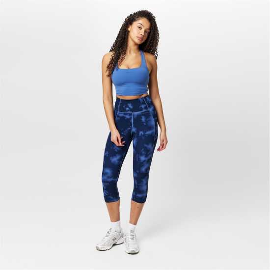 Usa Pro Pro Square Neck Bra Womens Бижу Син Спортни сутиени