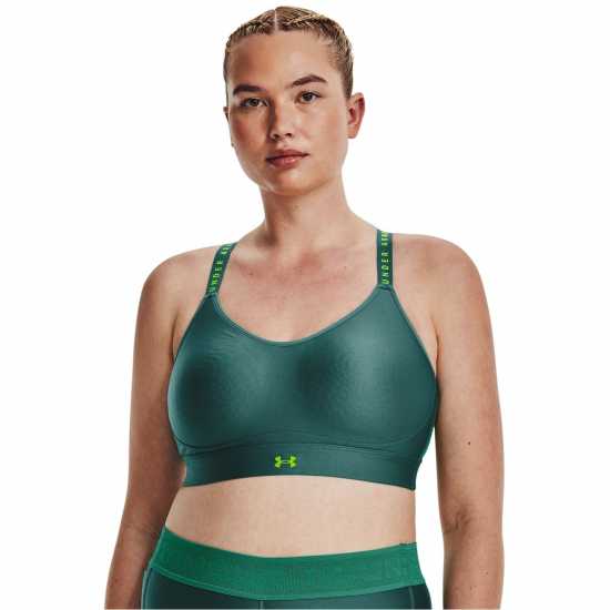 Under Armour Infinity Covered Womens Light Support Sports Bra Teal/Bird Green Спортни сутиени