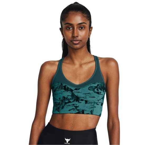 Under Armour Armour Pjt Rck Lg Ll Infty Pt Bra Medium Impact Sports Womens Green Спортни сутиени