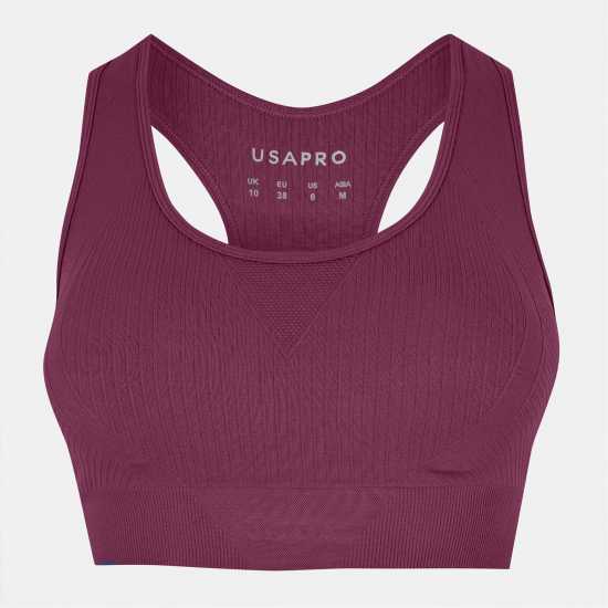 Usa Pro Спортен Безшевен Сутиен Кръстосани Презрамки Up Seamless Crop Sports Bra Dark Cherry USA Pro UP Seamless Crop Sports Bra Dark Cherry