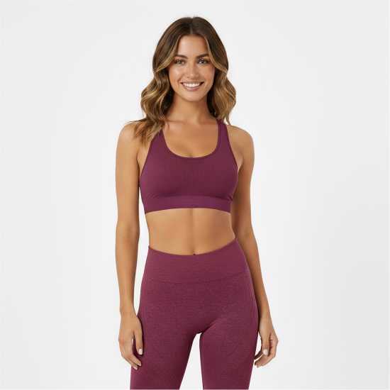 Usa Pro Спортен Безшевен Сутиен Кръстосани Презрамки Up Seamless Crop Sports Bra Dark Cherry USA Pro UP Seamless Crop Sports Bra Dark Cherry