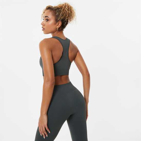 Usa Pro Спортен Безшевен Сутиен Кръстосани Презрамки Seamless Crop Sports Bra Хаки Спортни сутиени