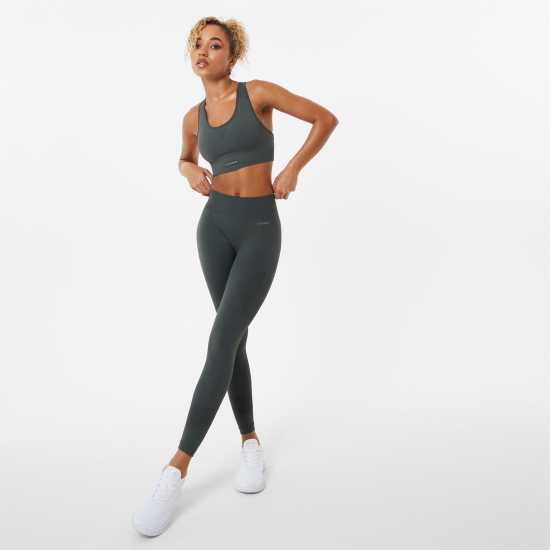 Usa Pro Спортен Безшевен Сутиен Кръстосани Презрамки Seamless Crop Sports Bra Хаки Спортни сутиени