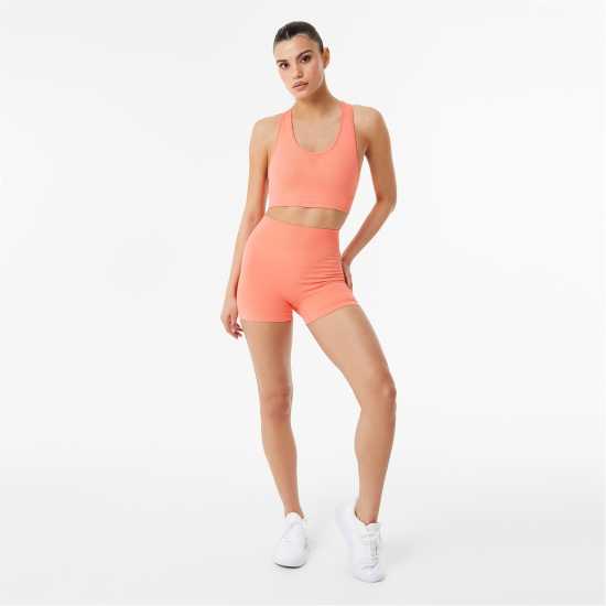 Usa Pro Спортен Безшевен Сутиен Кръстосани Презрамки Seamless Crop Sports Bra Корал Спортни сутиени