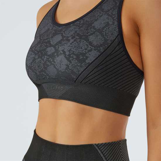 Usa Pro Спортен Безшевен Сутиен Кръстосани Презрамки Core Seamless Crop Sports Bra Charc/Snake Спортни сутиени