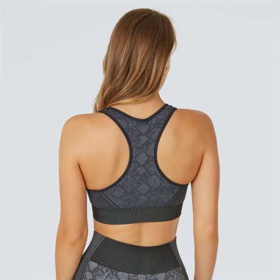 Usa Pro Спортен Безшевен Сутиен Кръстосани Презрамки Core Seamless Crop Sports Bra Charc/Snake Спортни сутиени