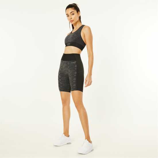 Usa Pro Спортен Безшевен Сутиен Кръстосани Презрамки Core Seamless Crop Sports Bra Charc/Snake Спортни сутиени