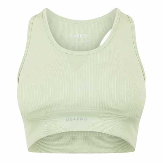 Usa Pro Спортен Безшевен Сутиен Кръстосани Презрамки Seamless Crop Sports Bra Писташка Спортни сутиени