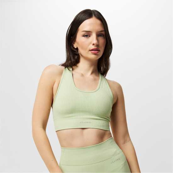 Usa Pro Спортен Безшевен Сутиен Кръстосани Презрамки Seamless Crop Sports Bra Писташка Спортни сутиени