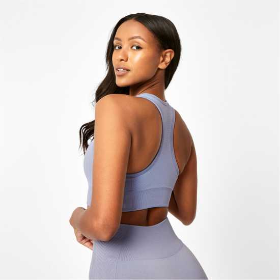 Usa Pro Спортен Безшевен Сутиен Кръстосани Презрамки Seamless Crop Sports Bra Еспресо Спортни сутиени