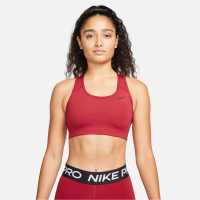 Nike Дамски Спортен Сутиен Swoosh Medium-Support Sports Bra Ladies Pomegranate Спортни сутиени