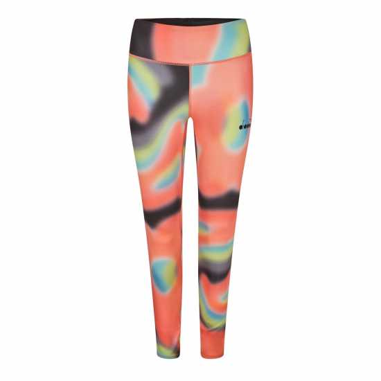 Diadora Flowers Leggins Womens Blk/Coral Diadora Flowers Leggins Womens Blk/Coral