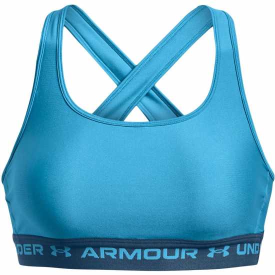 Under Armour Armour Medium Support Crossback Bra Womens Ocean Blue Спортни сутиени