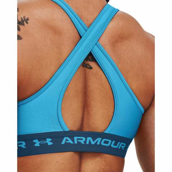 Under Armour Armour Medium Support Crossback Bra Womens Ocean Blue Спортни сутиени