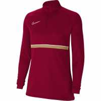 Nike Drifit Academy Drill Top Womens Red/White Дамски тениски и фланелки