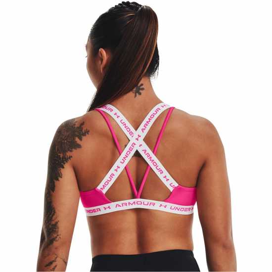 Under Armour Crossback Womens Sports Bra Elec Pink/Wht Спортни сутиени
