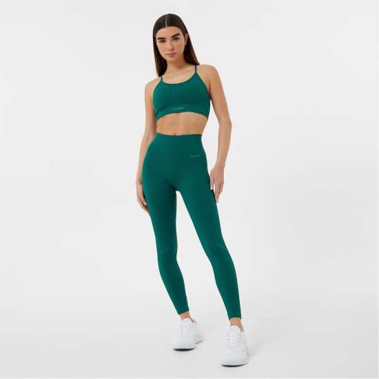 Usa Pro Seamless Ribbed Sports Bra Forest Green Спортни сутиени