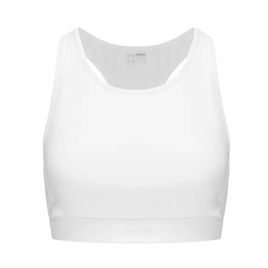 Usa Pro Core Racer Back Sports Bra Womens Бяло Спортни сутиени