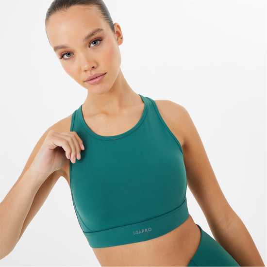Usa Pro Core Racer Back Sports Bra Womens Горско зелено Спортни сутиени