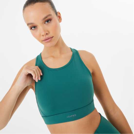 Usa Pro Core Racer Back Sports Bra Forest Green Спортни сутиени