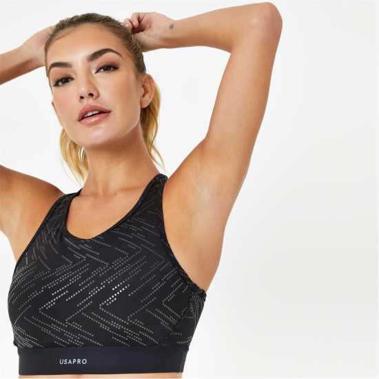 Usa Pro Core Racer Back Sports Bra Geo Gloss Спортни сутиени