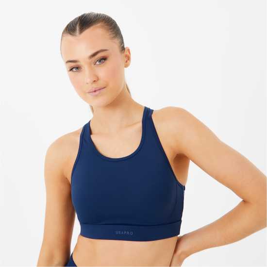 Usa Pro Core Racer Back Sports Bra Womens Морска синьо Спортни сутиени
