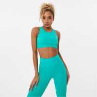 Usa Pro Core Racer Back Sports Bra Peacock Green Спортни сутиени