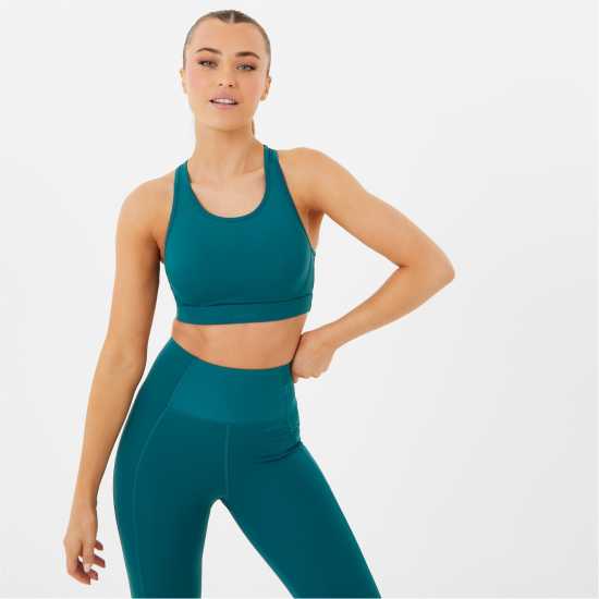 Usa Pro Core Racer Back Sports Bra Womens Синьо-зелено Спортни сутиени