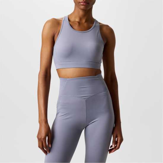 Usa Pro Core Racer Back Sports Bra Womens Сребърна куршума Спортни сутиени