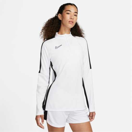 Nike Dri-Fit Academy Football Drill Top Womens White/Black Дамски горнища с цип