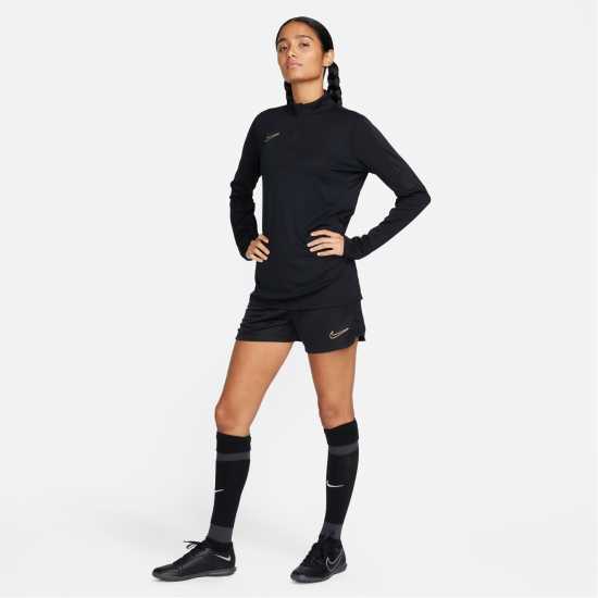 Nike Dri-Fit Academy Football Drill Top Womens Black/Gold Дамски горнища с цип