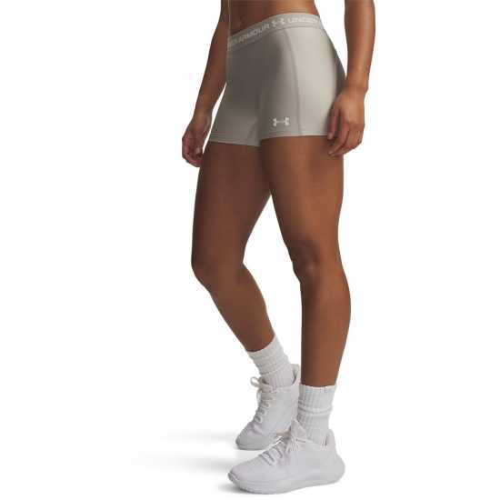 Under Armour Women's Heatgear Performance Gym Shorts Taupe/White 