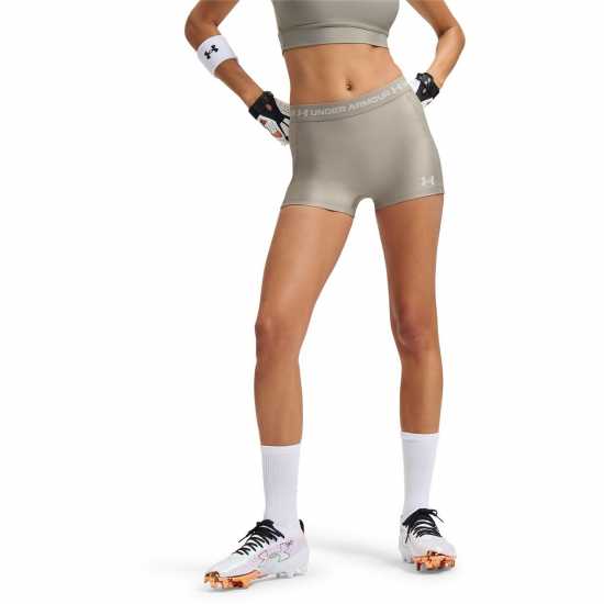 Under Armour Women's Heatgear Performance Gym Shorts Taupe/White 