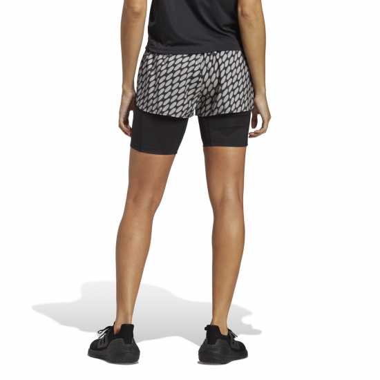 Adidas Дамски Шорти X Marimekko Run Icons Logo 2-In-1 Running Shorts Womens Brownblack Дамски клинове за фитнес