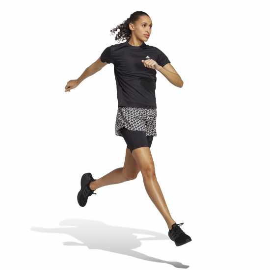 Adidas Дамски Шорти X Marimekko Run Icons Logo 2-In-1 Running Shorts Womens Brownblack Дамски клинове за фитнес