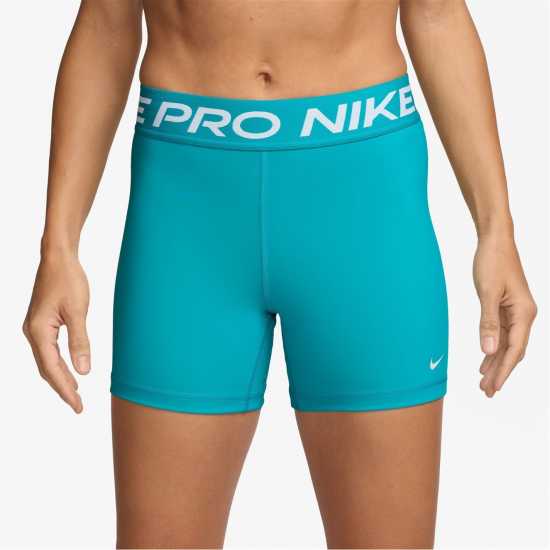 Nike Дамски Шорти Pro 5Inch Shorts Womens Кактус / Бяло Дамски клинове за фитнес