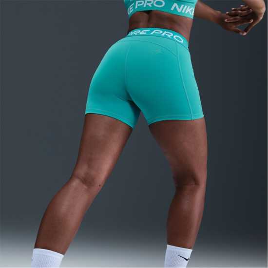 Nike Дамски Шорти Pro 5Inch Shorts Womens Кактус / Бяло Дамски клинове за фитнес