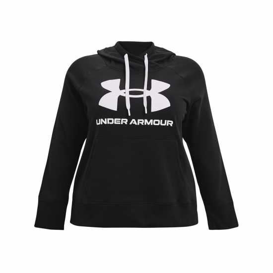 Under Armour Rival Fleece Logo Hoodie Womens Black/White Дамски суичъри и блузи с качулки