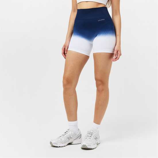 Usa Pro Дамски Шорти Seamless 5 Ombre Shorts Womens Морско синьо/Бяло Дамски клинове за фитнес