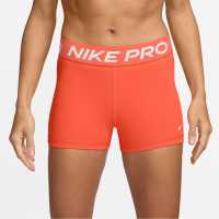 Nike Дамски Шорти Pro Three Inch Shorts Womens Оранжево/Бяло Дамски клинове за фитнес