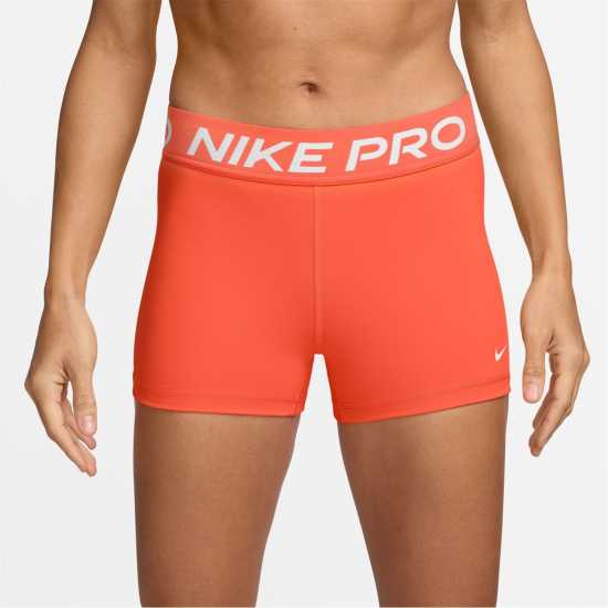 Nike Дамски Шорти Pro Three Inch Shorts Womens Оранжево/Бяло Дамски клинове за фитнес