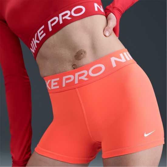 Nike Дамски Шорти Pro Three Inch Shorts Womens Оранжево/Бяло Дамски клинове за фитнес